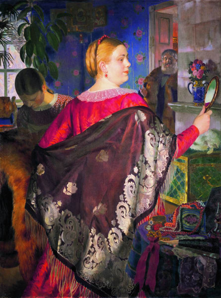 Б.М. Кустодиев. Купчиха с зеркалом. 1920