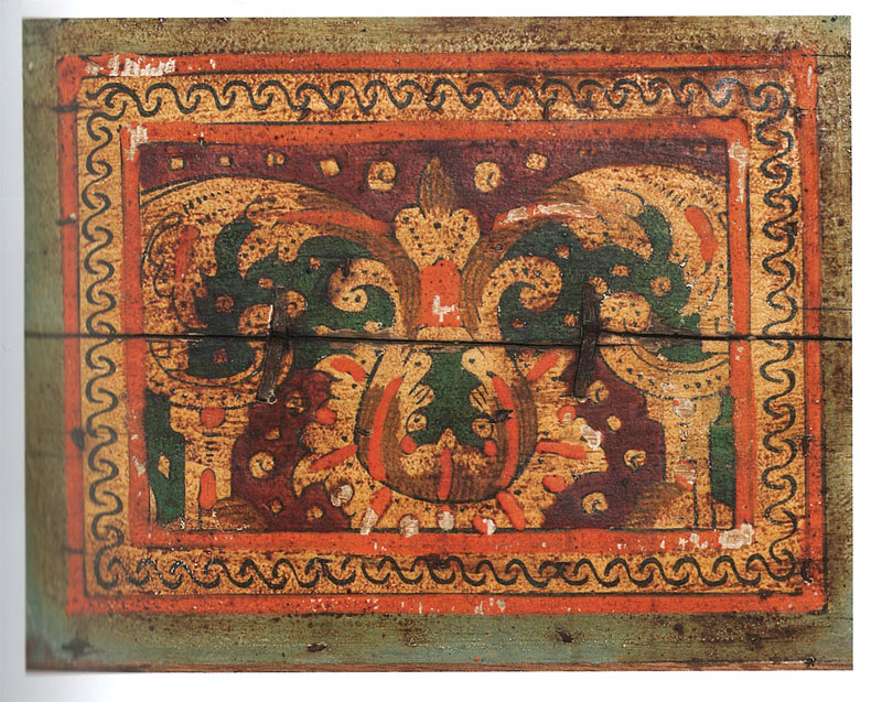 Роспись внутренней части крышки сундука-теремка. Великий Устюг